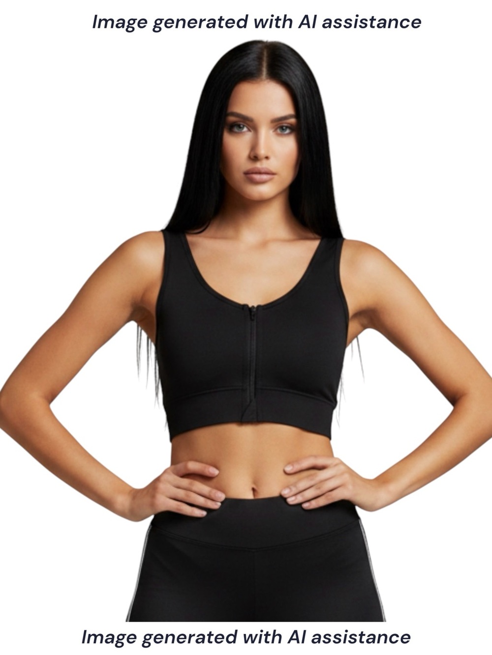 90 Degrees M black seamless front zip sports bra